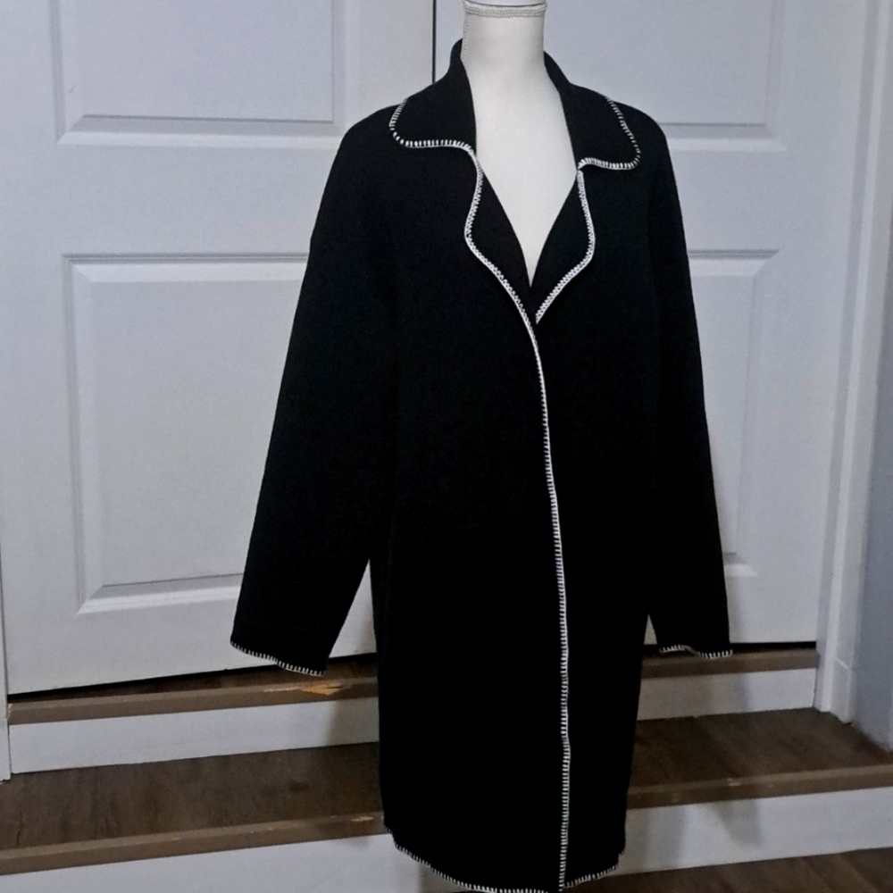 BTFBM Open Front Cardigan Lapel Coatigan Long Sweater with Pockets Sz Large NWT